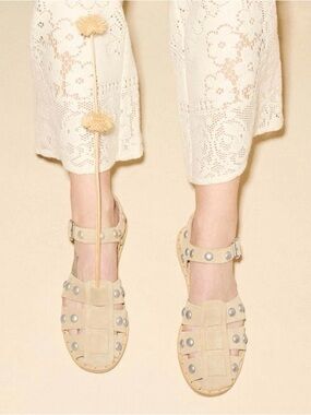 Freda Salvador Sera fisherman sandals in stucco suede with silver studs